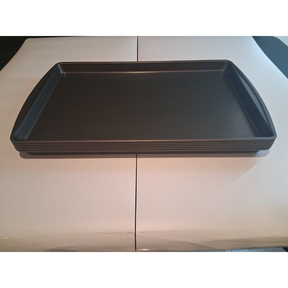Lot of 6 Nonstick Baking Sheets Cookie Pans Gray Rectangular Trays Set - Picture 6 of 7